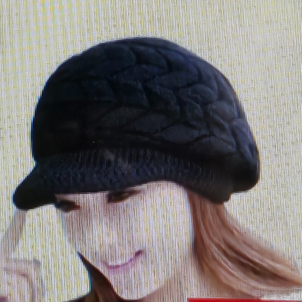 Fur lined Wool Cap, Womens, Black